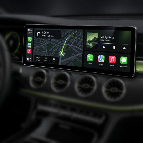 Multimediálny displej s Apple CarPlay v interiéri Mercedes-Benz – ilustračný obrázok